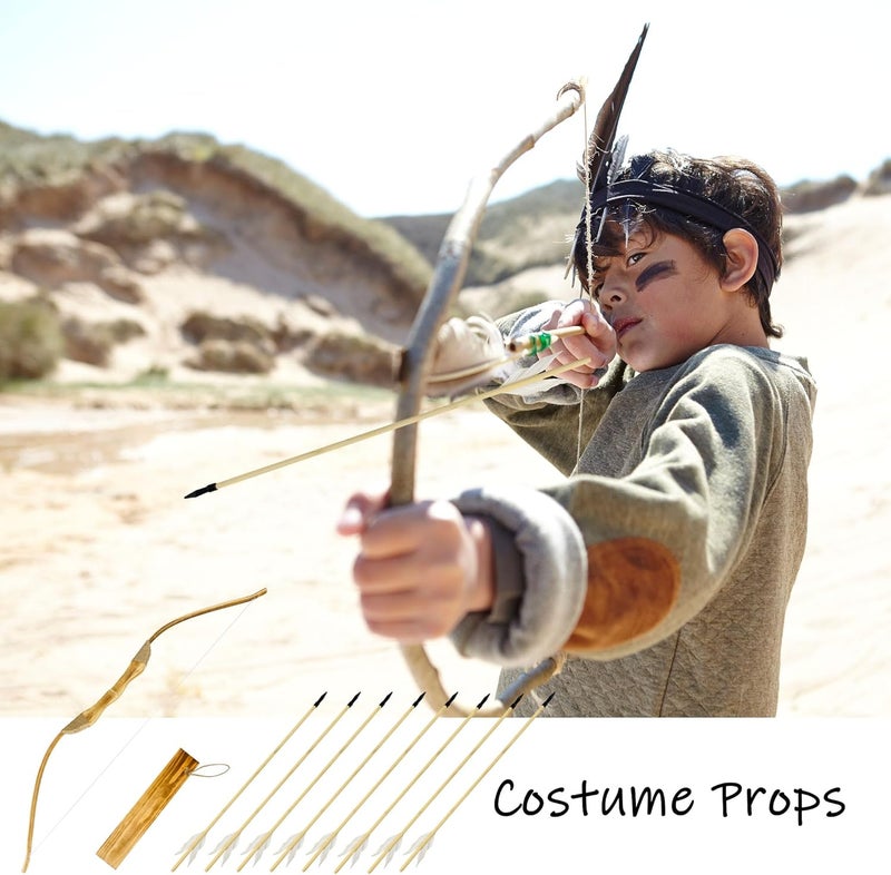 Basbon 16 Pcs Wooden Feather Arrows Soft Rubber Tips, 17 Inch Handmade Wooden Toy Arrow for Kids and Beginners, Archery Bows Outdoor Play Cosplay Costume Decoration - Image 5